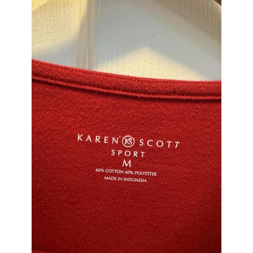 Karen Scott Women's Red Short Sleeve, Size Medium - Picture 3 of 4